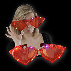 042-638 LED JUMBO HERZBRILLE ROT