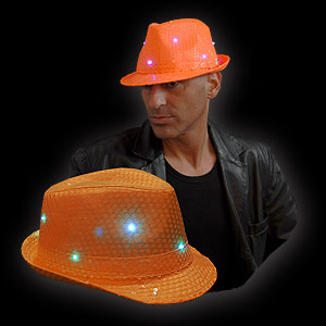 0894-002 LED PAILLETTEN HUT NEON ORANGE